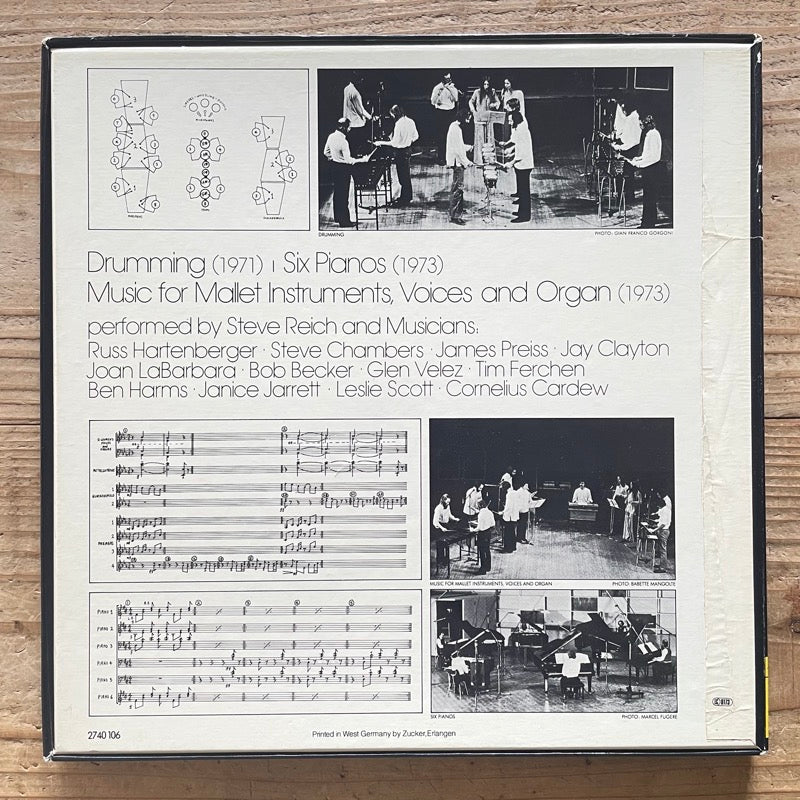 STEVE REICH / DRUMMING - MUSIC FOR MALLET INSTRUMENTS - VOICES AND ORGAN - SIX PIANOS - German Deutsche Grammophon Original 3LP BOX SET