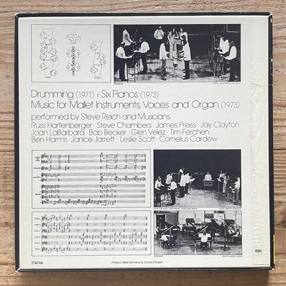 STEVE REICH / DRUMMING - MUSIC FOR MALLET INSTRUMENTS - VOICES AND ORGAN - SIX PIANOS - German Deutsche Grammophon Original 3LP BOX SET
