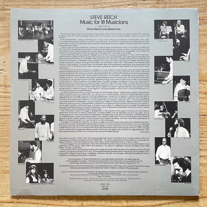 STEVE REICH / MUSIC FOR 18 MUSICIANS - German ECM original