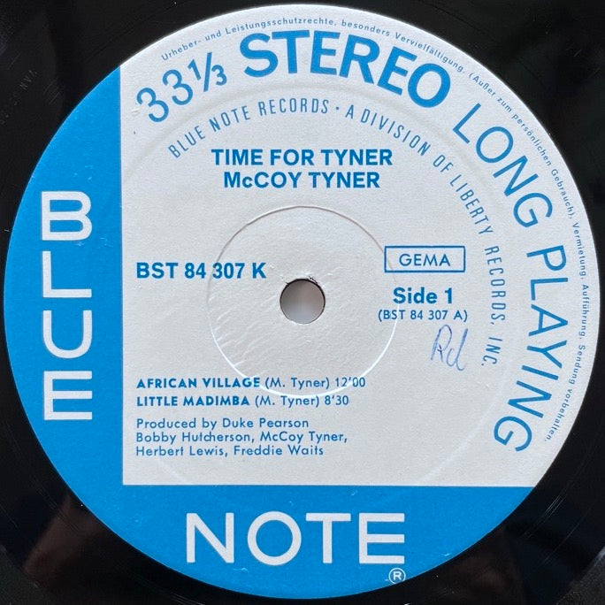 McCOY TYNER / TIME FOR TYNER - German Blue Note VAN GELDER