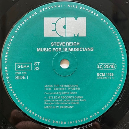 STEVE REICH / MUSIC FOR 18 MUSICIANS - German ECM original