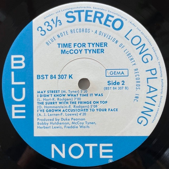 McCOY TYNER / TIME FOR TYNER - German Blue Note VAN GELDER