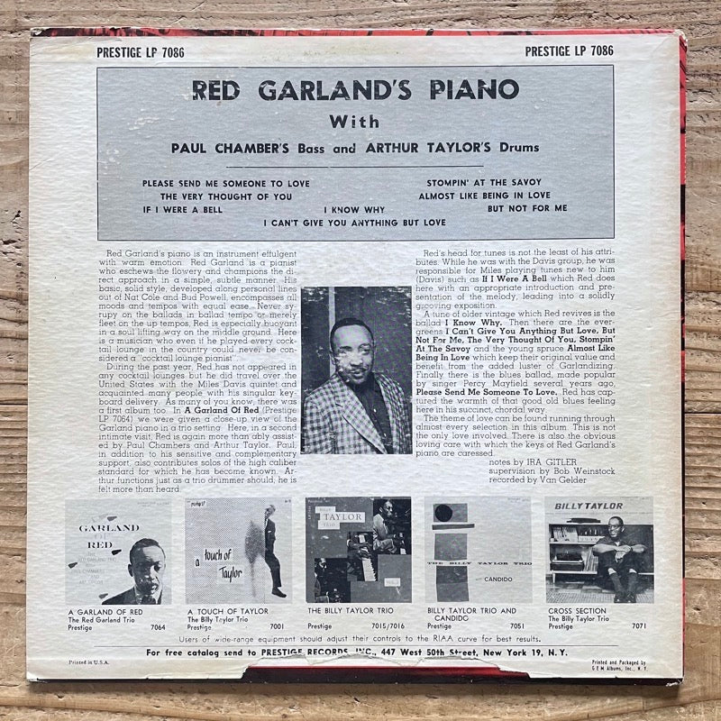 RED GARLAND TRIO / GARLAND'S PIANO - US Prestige NJ