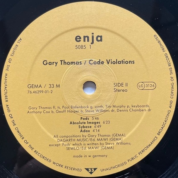 GARY THOMAS AND SEVENTH QUADRANT / CODE VIOLATIONS - German Enja Original