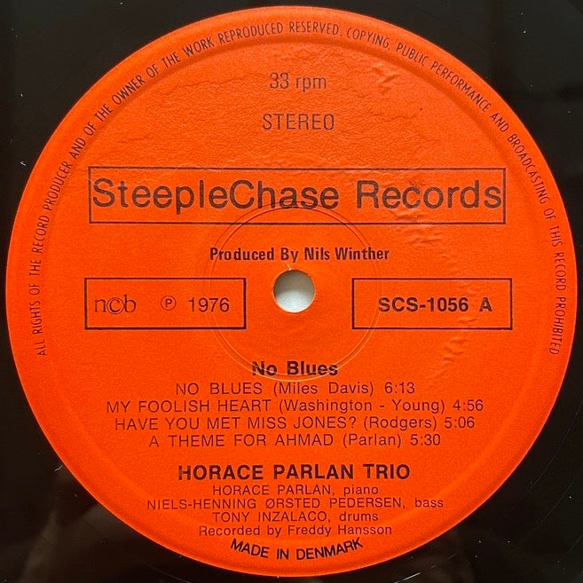 HORACE PARLAN TRIO / NO BLUES - Danish SteepleChase Original