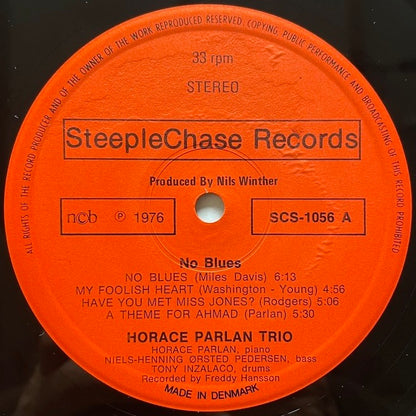 HORACE PARLAN TRIO / NO BLUES - Danish SteepleChase Original