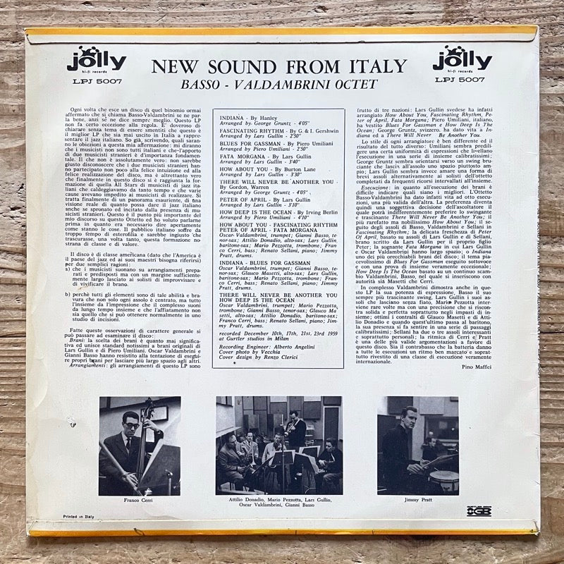 BASSO-VALDAMBRINI OCTET / NEW SOUND FROM ITALY - Italian Jolly Original