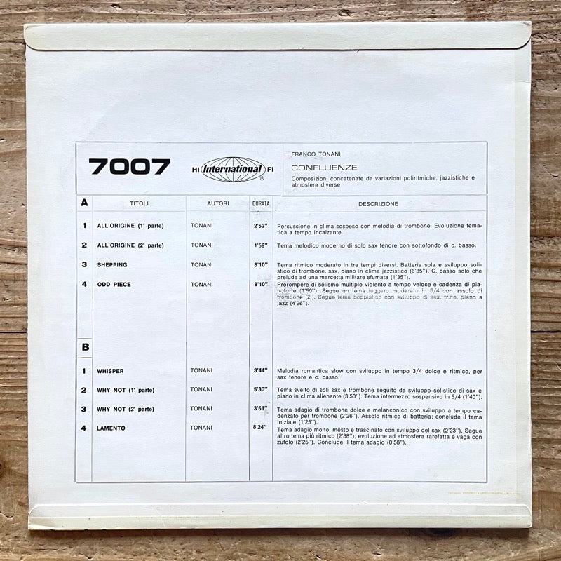 FRANCO TONANI / CONFLUENZE - Italian Usignolo Original