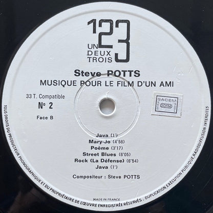 STEVE POTTS / MUSIQUE POUR LE FILM D'UN AMI - French Un-Deux-Trois Original