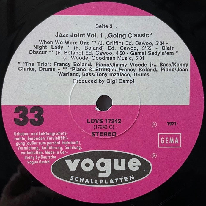 FRANCY BOLAND / JAZZ JOINT 1: GOING CLASSIC (2LP) - German Vogue original