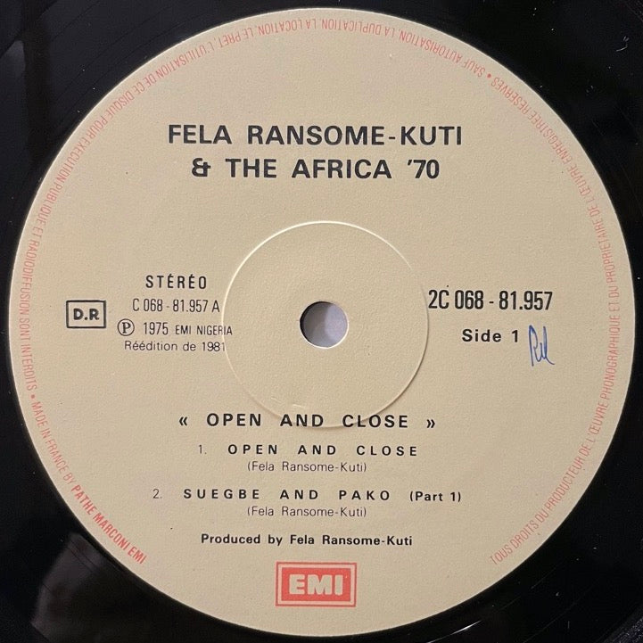 FELA RANSOME KUTI & THE AFRICA '70 / OPEN AND CLOSE - French EMI