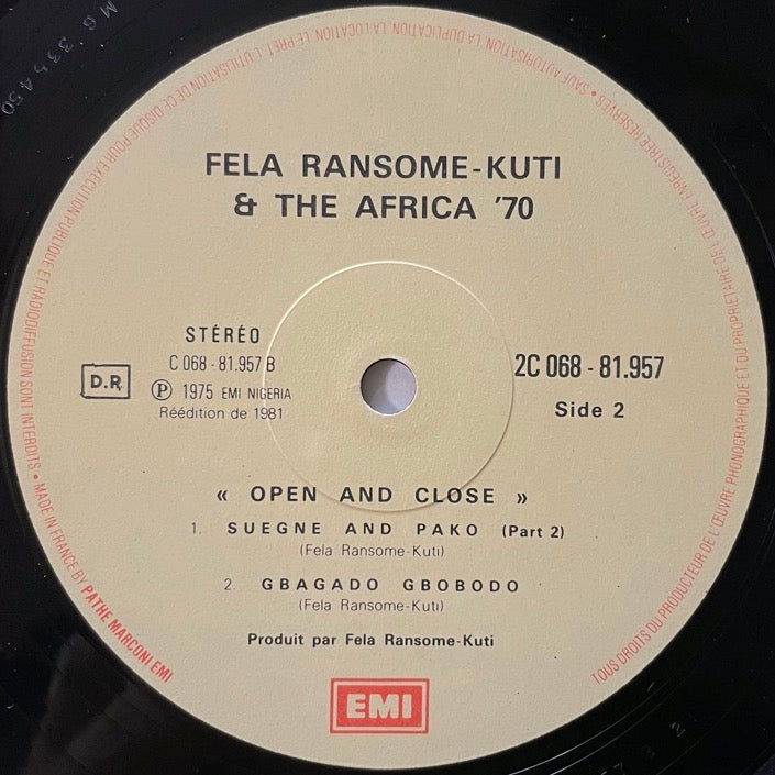 FELA RANSOME KUTI & THE AFRICA '70 / OPEN AND CLOSE - French EMI