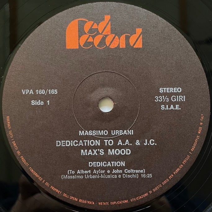 MASSIMO URBANI / DEDICATION TO A.A. & J.C. - MAX'S MOOD (2LP) - Italian Red Original
