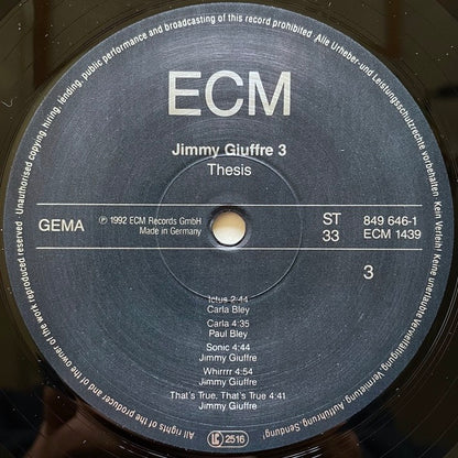 JIMMY GIUFFRE 3, 1961 (2LP) - German ECM Original