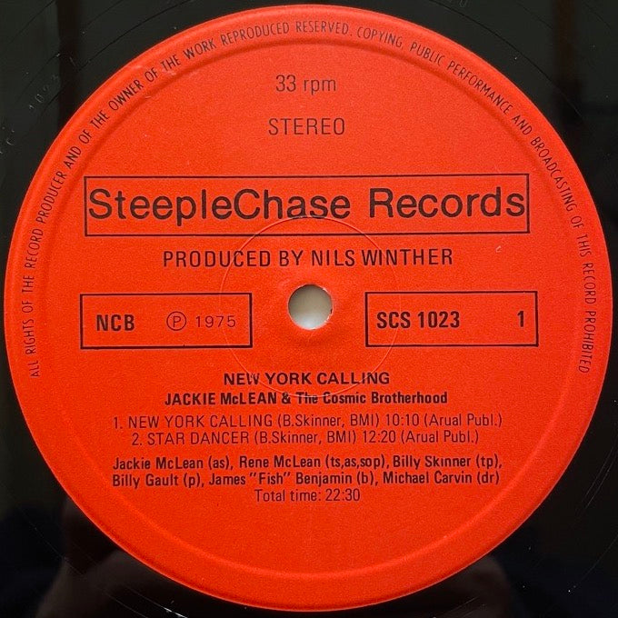 JACKIE McLEAN & THE COSMIC BROTHERHOOD / NEW YORK CALLING - Danish SteepleChase Original