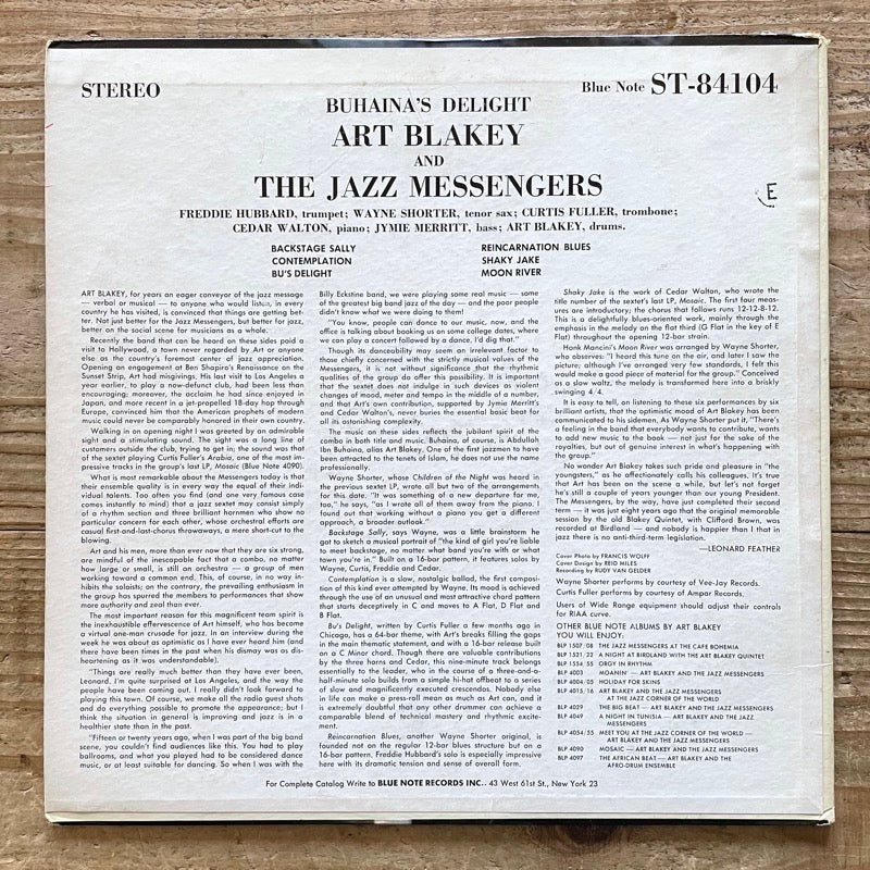 ART BLAKEY & THE JAZZ MESSENGERS / BUHAINA'S DELIGHT - US Blue Note Original