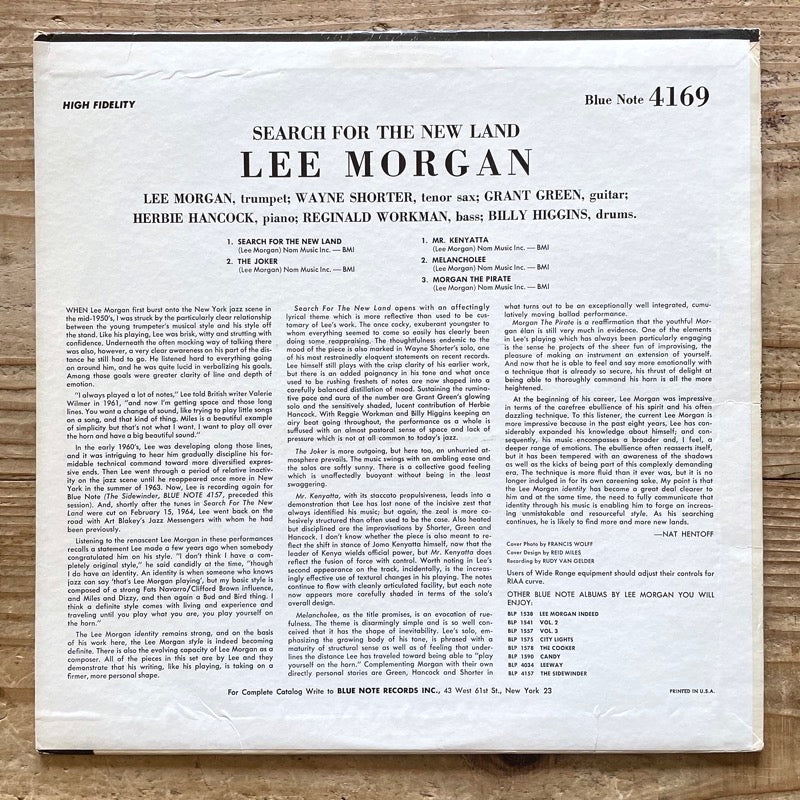 LEE MORGAN / SEARCH FOR THE NEW LAND - US Blue Note Mono no Ear