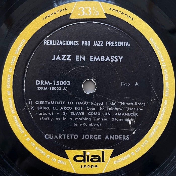 CUARTETO JORGE ANDERS / JAZZ EN EMBASSY - Argentina Dial Original