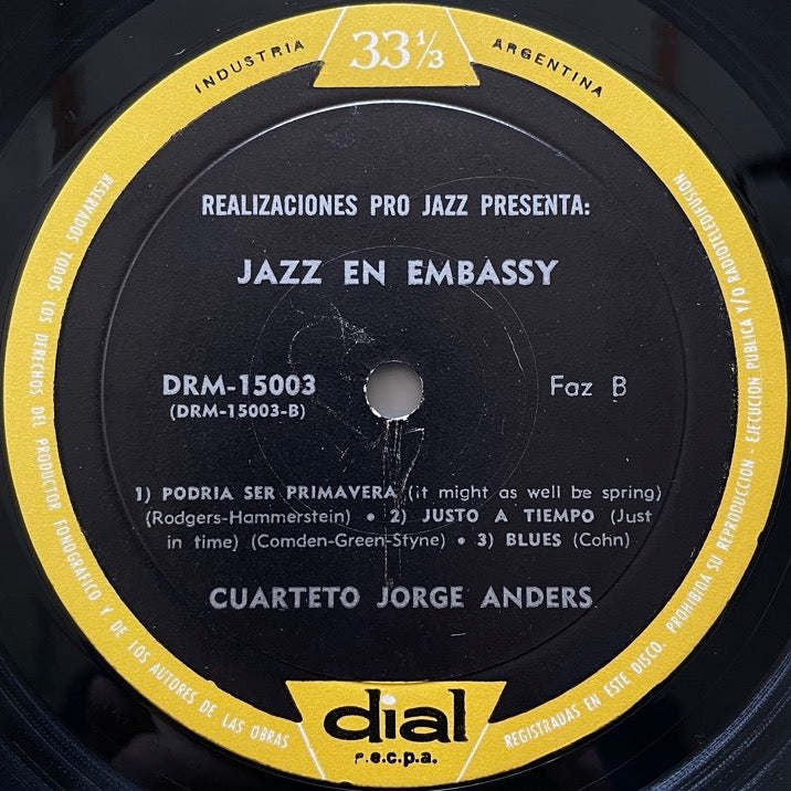 CUARTETO JORGE ANDERS / JAZZ EN EMBASSY - Argentina Dial Original