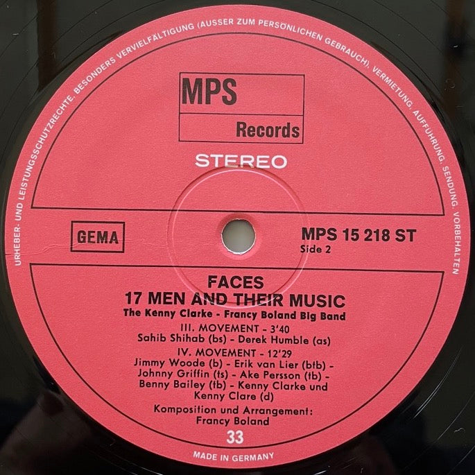 KENNY CLARKE - FRANCY BOLAND BIG BAND / FACES - German MPS Original