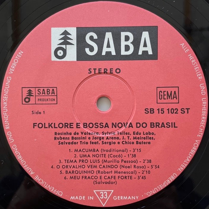 V.A.(EDU LOBO, ROSINHA DE VALENCA etc..) / FOLKLORE e BOSSA NOVA DO BRASIL - German SABA Original
