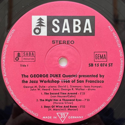 GEORGE DUKE QUARTET / THE JAZZ WORKSHOP 1966 - German Saba Original