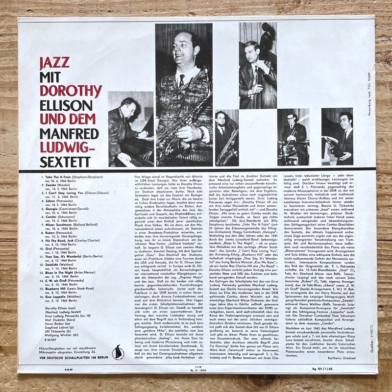 DOROTHY ELLISON & MANFRED LUDWIG SEXTETT / JAZZ MIT .. - German Amiga Original