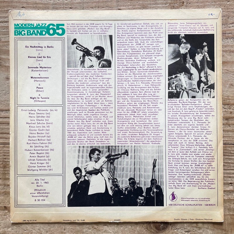 MODERN JAZZ BIG BAND 65 - German Amiga Original