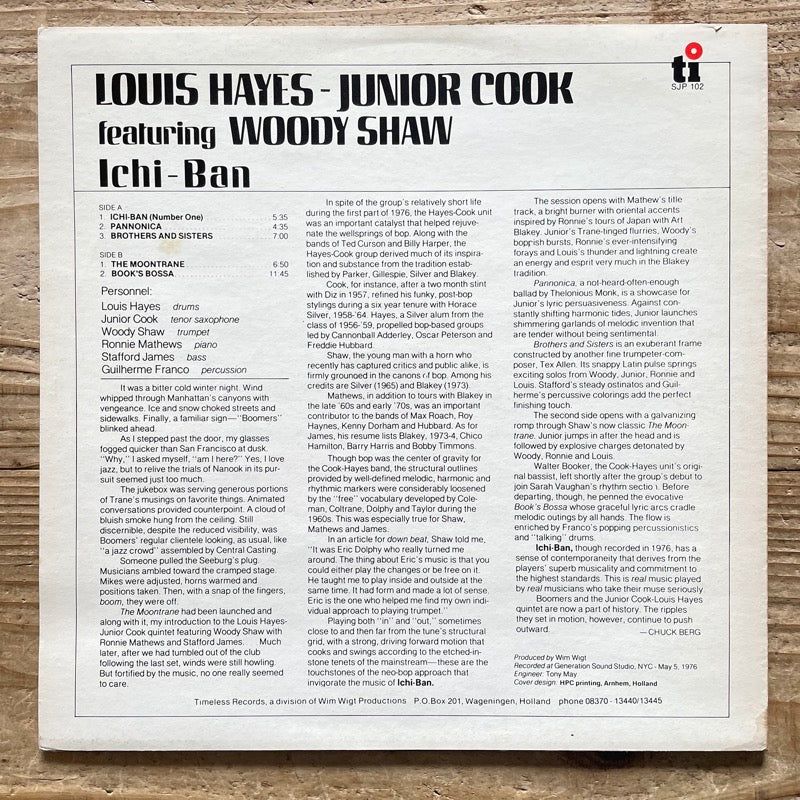 LOUIS HAYES - JUNIOR COOK feat. WOODY SHAW / ICHI-BAN - Dutch Timeless Original