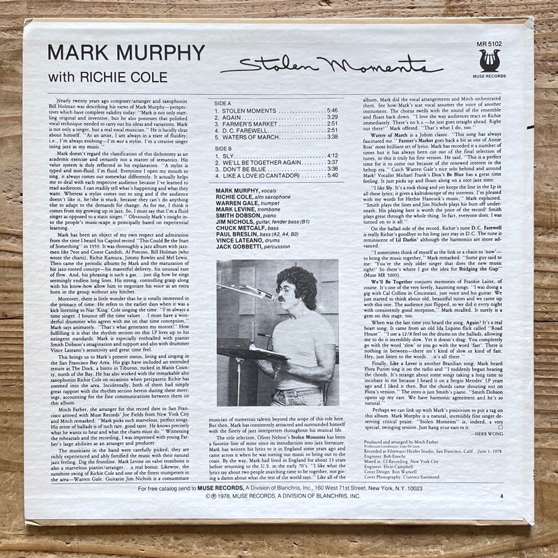 MARK MURPHY / STOLEN MOMENTS - US Muse Promo Original