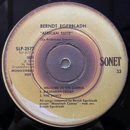 BERNDT EGERBLADH / AFRICAN SUITE - Swedish Sonet Original