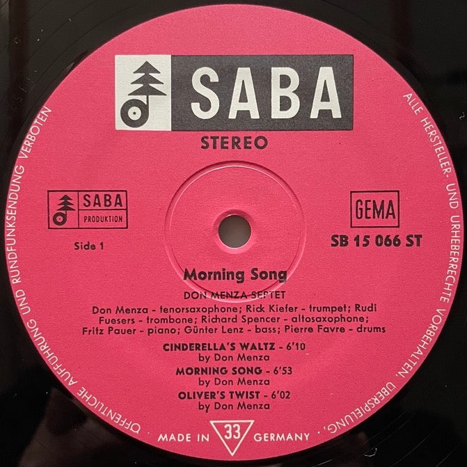 DON MENZA / MORNING SONG - German Saba Original