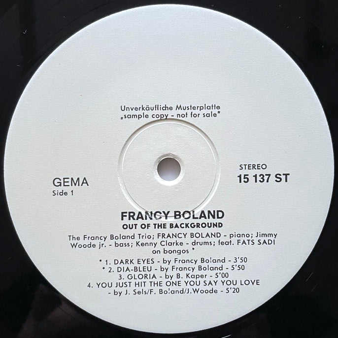 FRANCY BOLAND / OUT OF THE BACKGROUND - German Saba Original