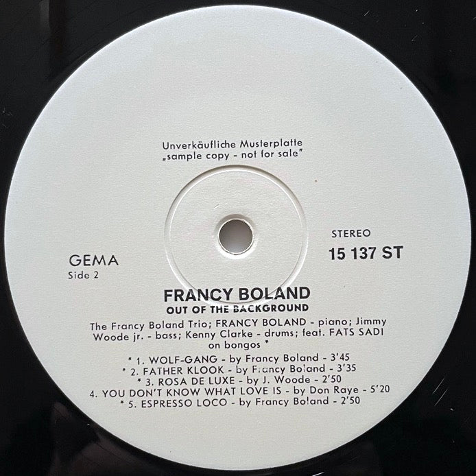 FRANCY BOLAND / OUT OF THE BACKGROUND - German Saba Original
