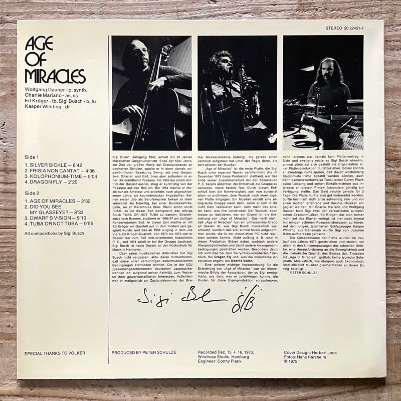 SIGI BUSCH / AGE OF MIRACLES - German MPS/BASF Original