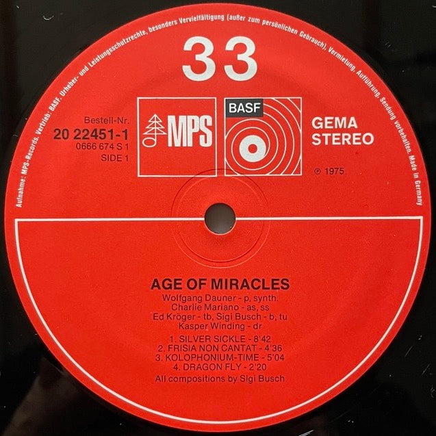 SIGI BUSCH / AGE OF MIRACLES - German MPS/BASF Original
