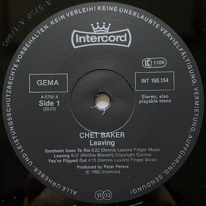 CHET BAKER / LEAVING - German Intercord Original