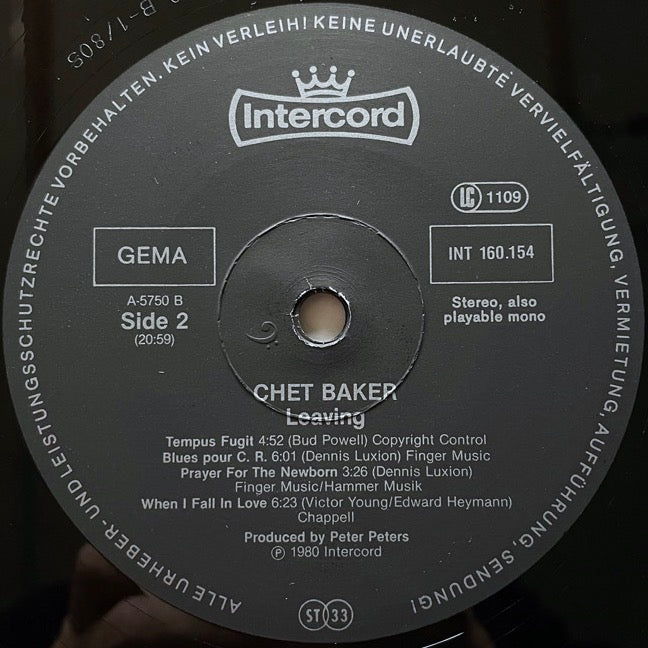 CHET BAKER / LEAVING - German Intercord Original