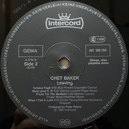 CHET BAKER / LEAVING - German Intercord Original