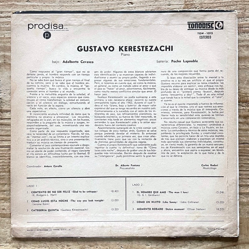 GUSTAVO KERESTEZACHI Y SU TRIO - Argentine Tonodisc