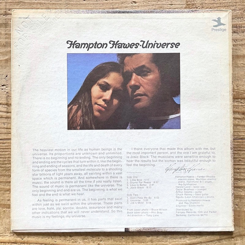 HAMPTON HAWES / UNIVERSE - US Prestige Original