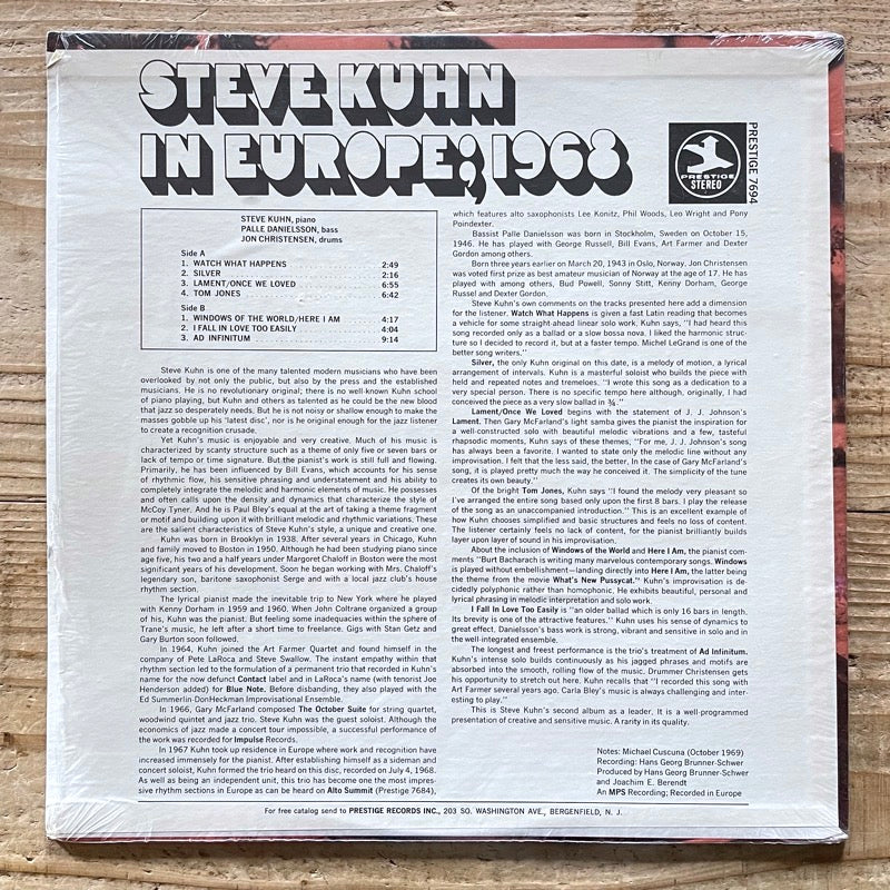 STEVE KUHN TRIO / IN EUROPE; 1968 - US Prestige