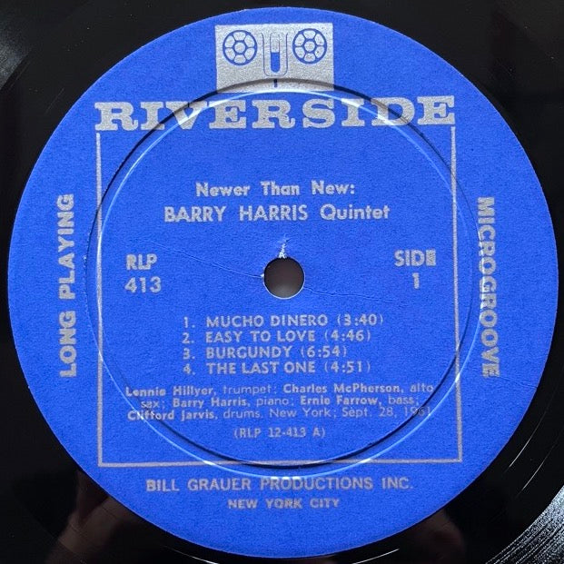 BARRY HARRIS QUINTET / NEWER THAN NEW - US Riverside original