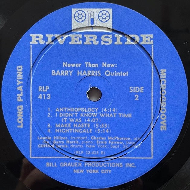 BARRY HARRIS QUINTET / NEWER THAN NEW - US Riverside original