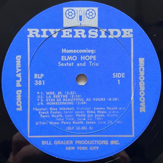 ELMO HOPE SEXTET & TRIO / HOMECOMING - US Riverside original