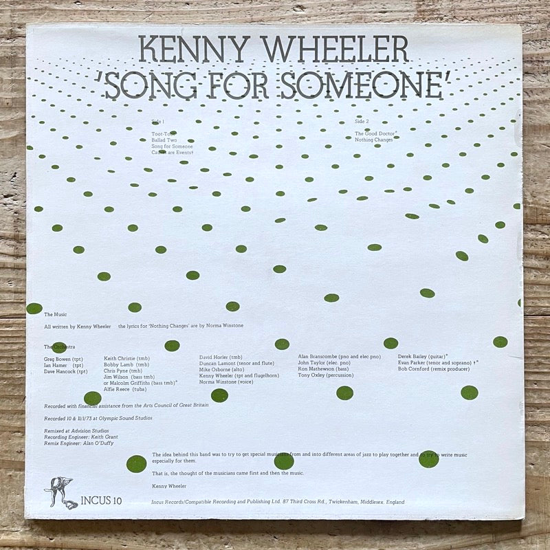 KENNY WHEELER / SONG FOR SOMEONE - UK Incus