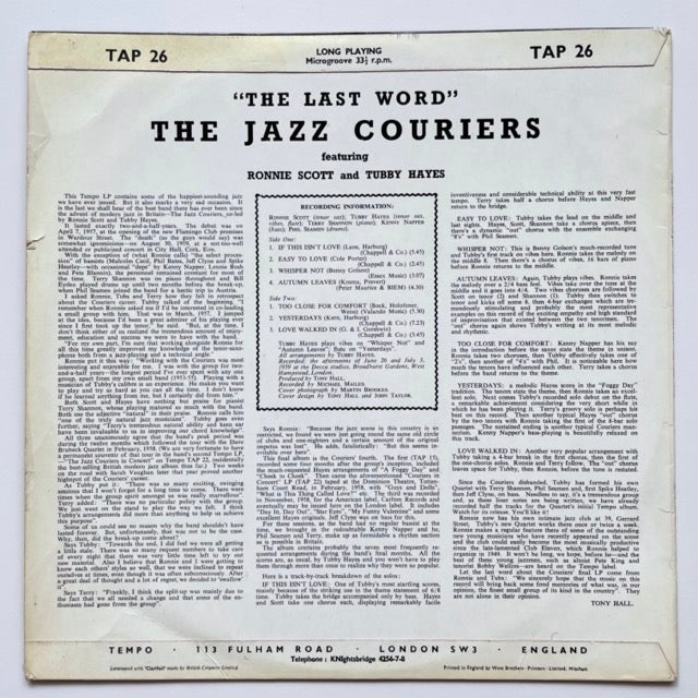 THE JAZZ COURIERS feat. RONNIE SCOTT AND TUBBY HAYES / THE LAST WORD