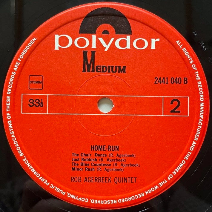 ROB AGERBEEK QUINTET / HOME RUN - Dutch Polydor Original