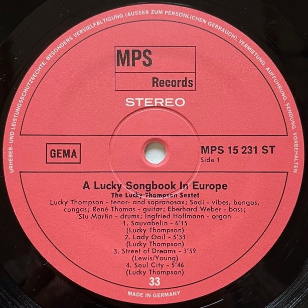 LUCKY THOMPSON / A LUCKY SONGBOOK IN EUROPE - German MPS Original