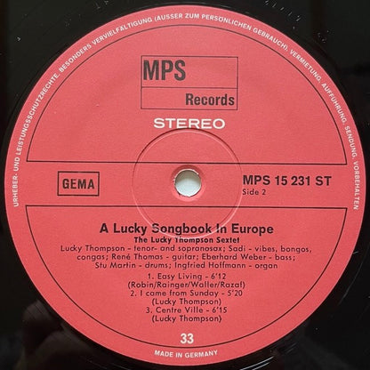 LUCKY THOMPSON / A LUCKY SONGBOOK IN EUROPE - German MPS Original